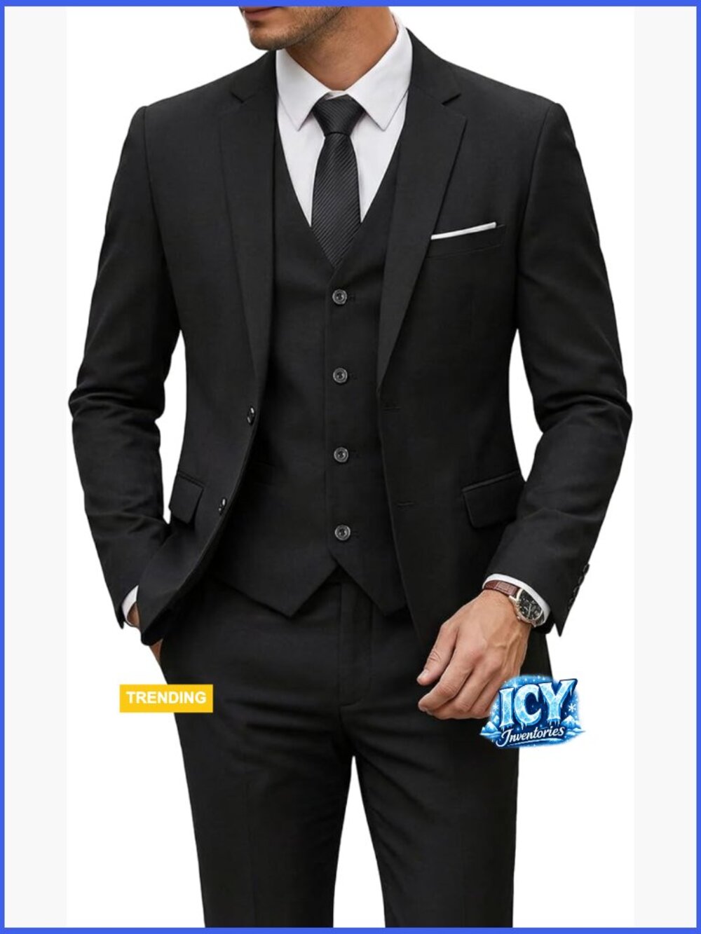 3 Piece Suit Set with Tie, Slim Fit Blazer Vest Pants